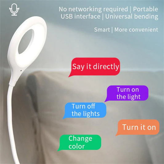 Mini Portable LED Night Light with Smart Voice Control & 360° Rotation
