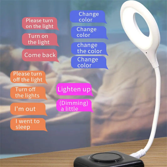 Mini Portable LED Night Light with Smart Voice Control & 360° Rotation